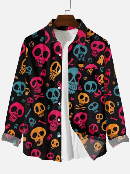 

Cute skull Print Casaul Long sleeve Shirts & Tops, As picture, Shirts