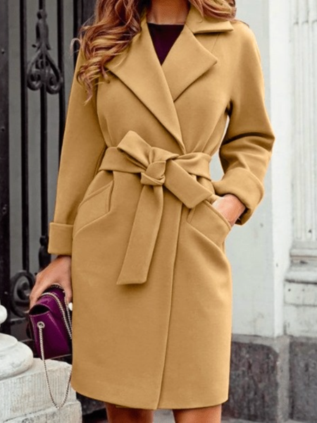 

Fall Elegant Lady Work Formal Daily Mid-weight Outerwear, Khaki, Coats
