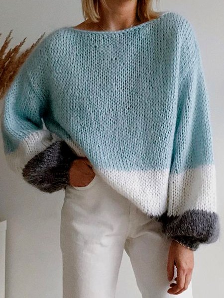 

Cotton Blends Striped Blue Sweater, Knitwear & Sweaters