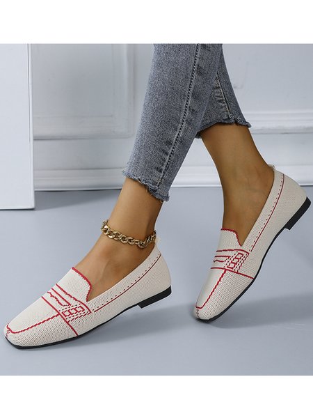 

Casual Simple Flying Woven Loafers, Red, Pumps