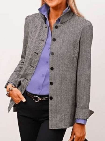 

Fall Elegant Simple Mid-weight Non-Stretch Daily Outerwear, As picture, Jackets