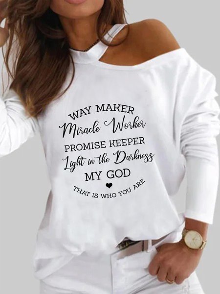 

Sexy Letter Long Sleeve Tops, White, Tops