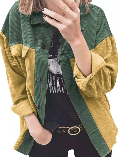 

Buttoned Casual Outerwear, Green yellow, Coats & Jackets