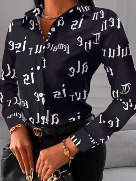 

Fall Lightweigh Non-Stretch Daily Simple Tops, Black, Blouses and Shirts