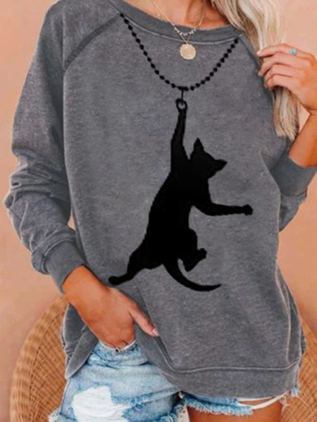 

Maniche Lunghe Girocollo Animale Stampato Casuale Felpa, Come immagine, Hoodies & Sweatshirts