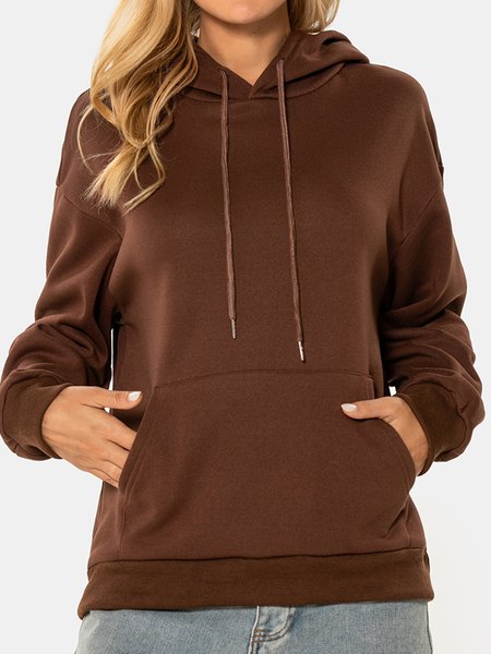 

Unocis Plain Hooded Long Sleeve Polyester Sweatshirtss., Coffee, Hoodies&Sweatshirts