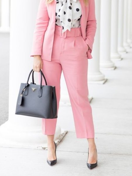 

Regular Fit Solid Daily Pants, Pink, Straight Leg Pants