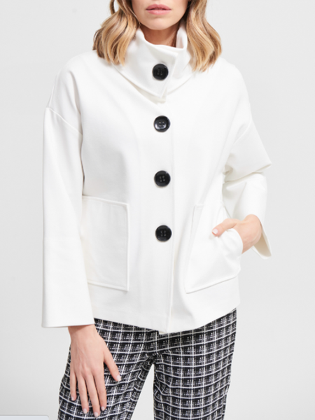 

Elegant Plain Work Long sleeve Outerwear, White, Coats