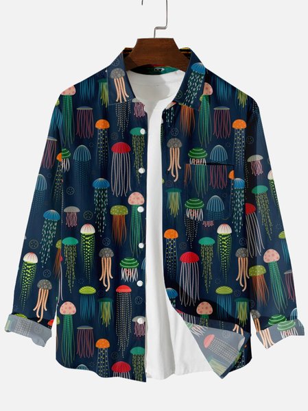 Jellyfish Casual Long Sleeve Shirts & Tops, Black, Shirts