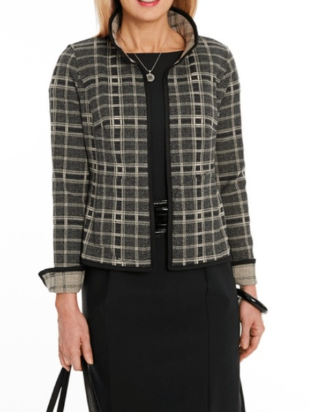 

Fall Work Daily Mid-weight Non-Stretch Elegant Outerwear, Deep gray, Blazers