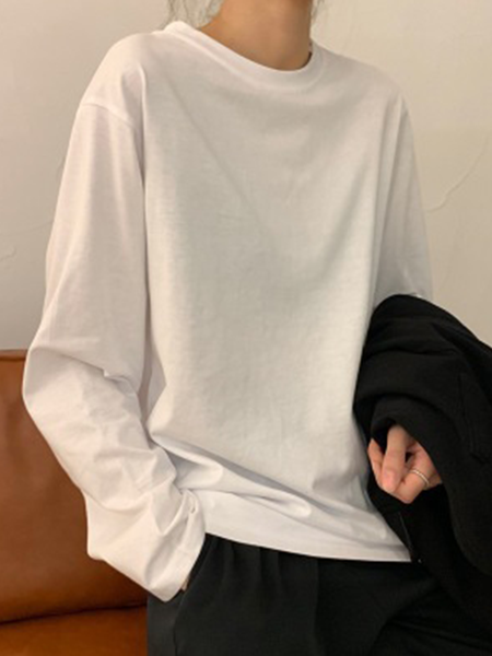 

Solido Casuale Allentare Top, Bianco, Blouses & Shirts