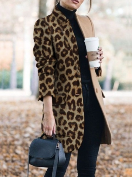 

Fall Date Daily Mid-weight Non-Stretch Elegant Simple Outerwear, Brown, Coats