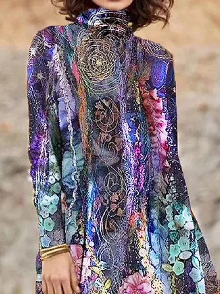 

Casual Long Sleeve Printed Shirts & Tops, Purple, Tunics