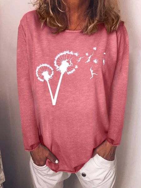 

Dandelion Print Round Neck Shirts & Tops, Pink, Hoodies&Sweatshirts