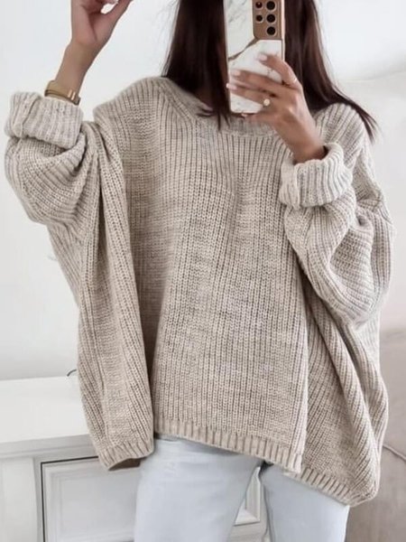 

Plain Acrylic Casual Sweater, Beige, Sweaters & Cardigans