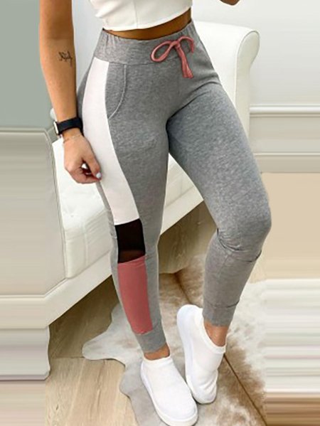 

Match color casual pants, Multicolor, Pants