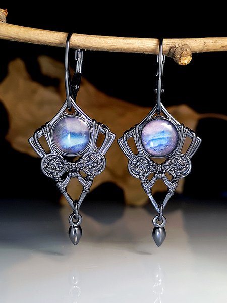 

Personalized Retro Geometric Gemstone Earrings, As picture, Earrings