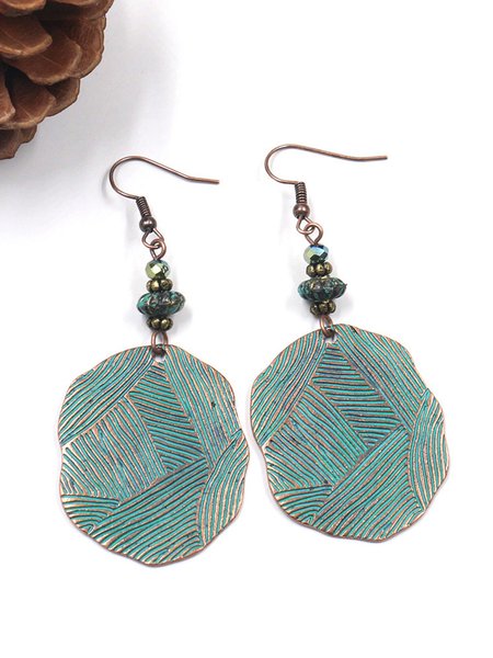 Retro Striped Alloy Earrings, Earrings
