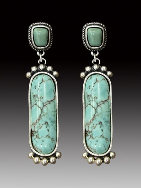 

Vintage Turquoise Oval Earrings, As picture, Earrings