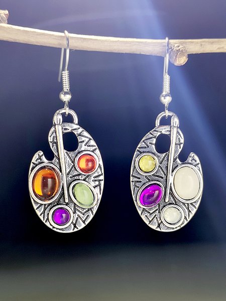 Personalized Palette Gem Earrings, As picture, Earrings