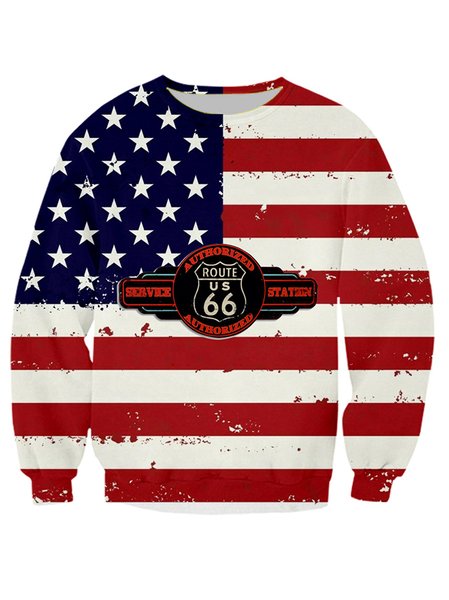

U.S. Route 66 print Crew Neck Sweatshirt, Color3, Hoodies&Sweatshirts