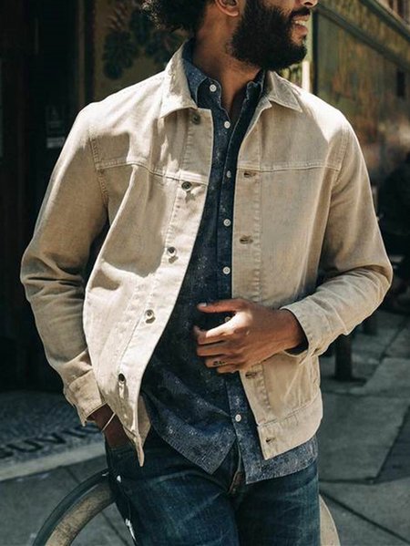 

Casual Long Sleeve Lapel Jackets, Khaki, Jackets & Coats