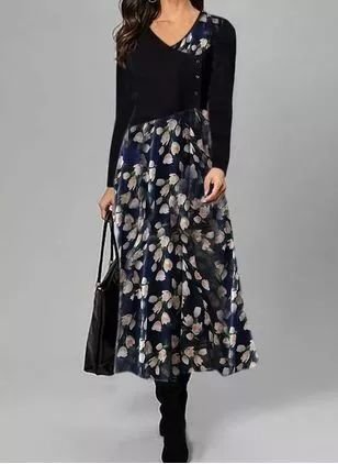

Raglan Sleeve Casual Slim Fit Buttoned Dresses, Purplish blue, Maxi Dresses