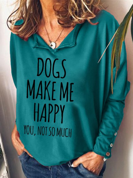 

Dogs Makes Me Happy Casual Sweatshirt, Green, Hoodies&Sweatshirts