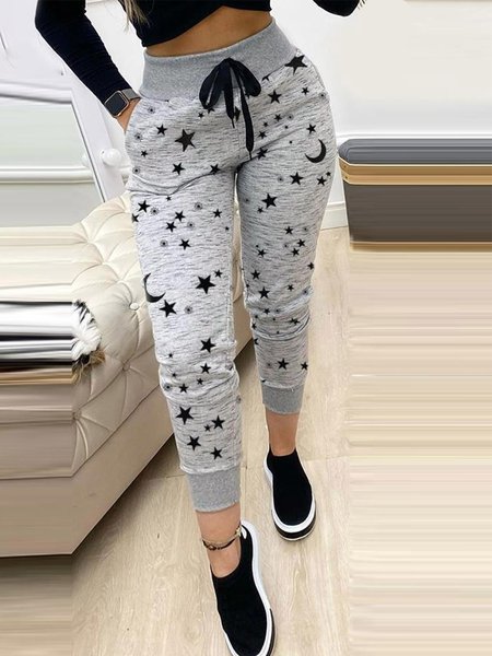 

Sexy Star Pocket Sports Pants, Gray, Sport Pants
