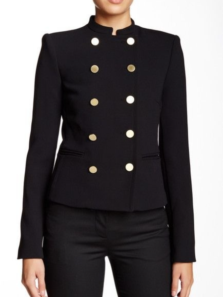 

Fall Mid-weight Non-Stretch Daily Simple Daily Outerwear, Black, Blazers