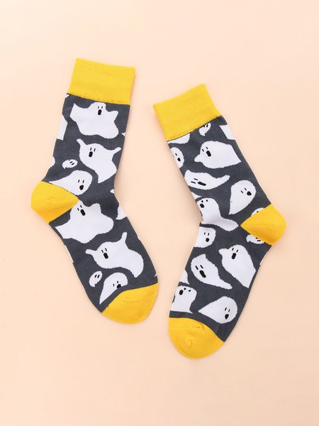 

Simple Halloween Ghost Socks, Yellow, Socks
