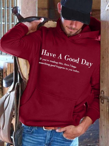 

HAVE A GOOD DAY Men's Hooded Sweatshirts, Red, Hoodies&Sweatshirts