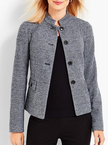

Elegant Solid Pockets Jackets, Gray, Blazers