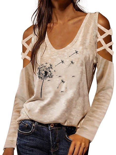 

Vintage Leopard Long Sleevese Sexy Shirts & Tops, Apricot, Tops