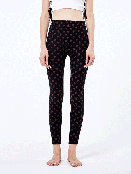 

Printed Casual Pants, Black, Leggings