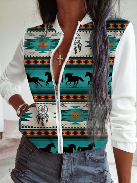 Tribale Cotone Colletto Rialzato Giacche, Come immagine, Coats & Jackets