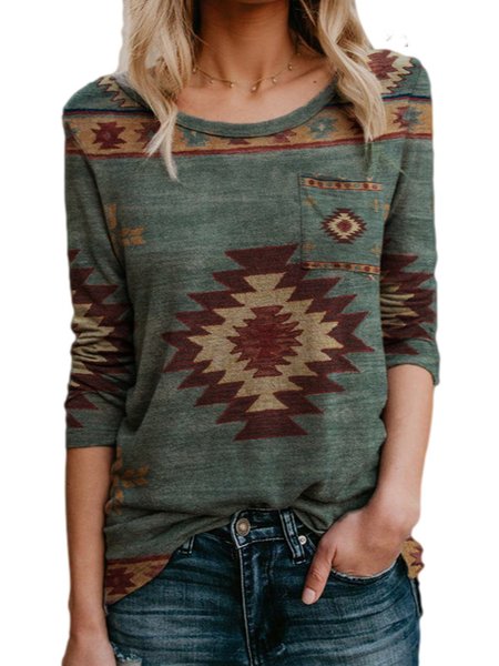 

Crew Neck Hippie Shirts & Tops, As picture, T-Shirts
