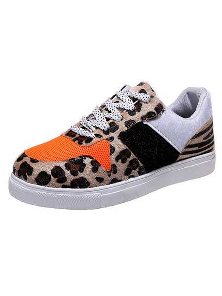 

Casual Mohair Leopard-print Panelled Sneakers, Sneakers