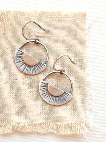 

Vintage Semicircle Sun Earrings, As picture, Earrings