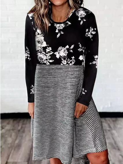

Cotton Blends Dresses, Black, Midi Dresses