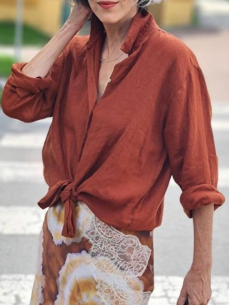 

Elegant Plain Shirts & Tops, Caramel, Blouses & Shirts