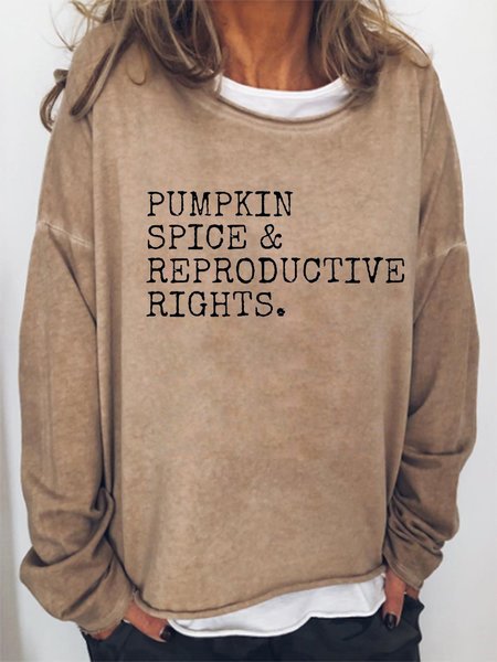 

Pumpkin Spice and Reproductive Rights Letter Crew Neck Sweatshirt, Khaki, Hoodies&Sweatshirts