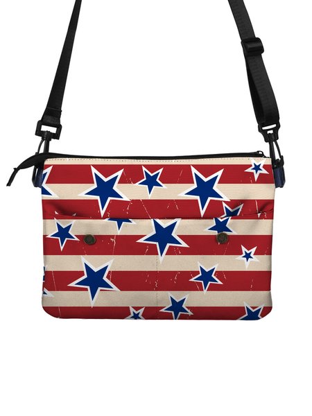 

Personalized Striped Star Print Crossbody Bag, As picture, Men Bags