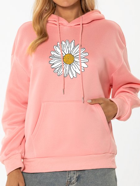 

Unocis Floral Print Long Sleeve Hoodie, Pink, Hoodies