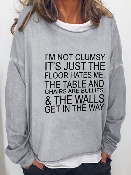 

I'm Not Clumsy Crew Neck Sweatshirts, Light gray, Hoodies&Sweatshirts