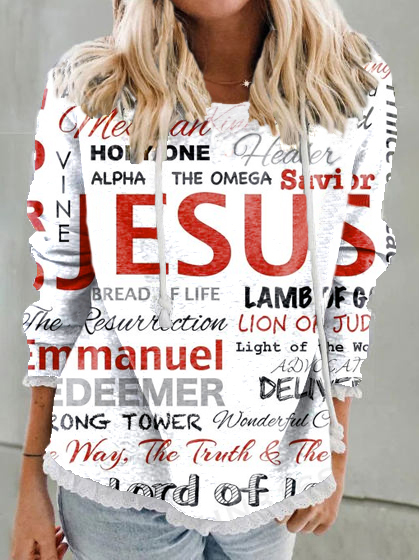 

Autumn Letter Print Casual Tops, White, Long sleeve tops