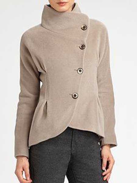 

Elegant Buttoned Regular Fit Jacket, As picture, Coats