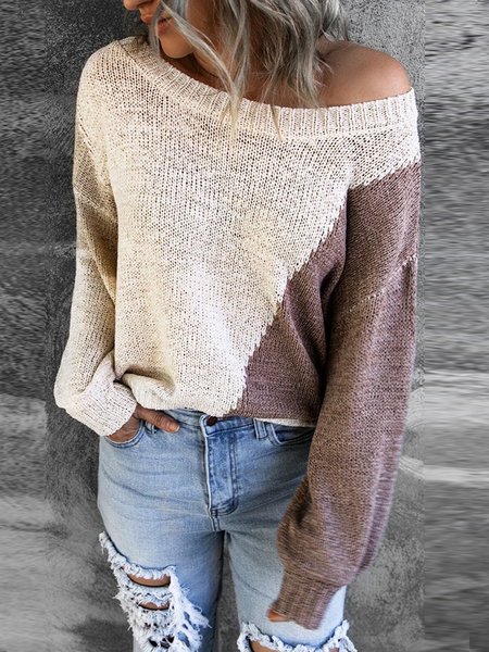 

Simple design sweater with contrasting colors, Apricot, Sweaters & Cardigans