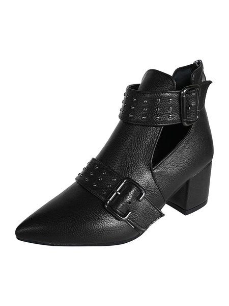 

Personalized Studded Buckle Boots, Black, Boots