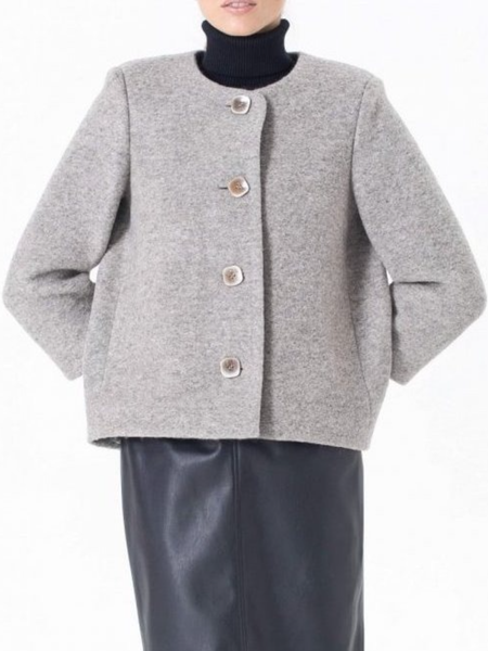 

Fall Non-Stretch Mid-weight Work Daily Simple Outerwear, Light gray, Coats